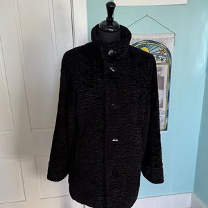 Retro 1950s Black Textured Coat L
